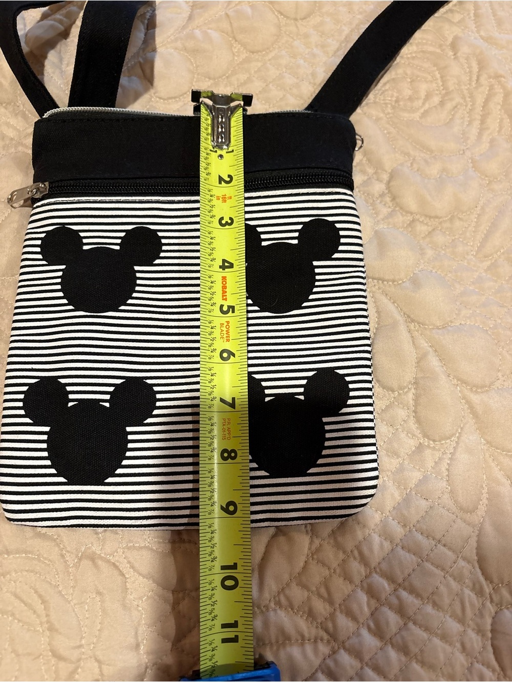 Authentic Disney Parks Mickey Mouse Black & White Striped Crossbody Bag - Picture 12 of 15